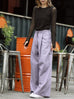 Lavender Purple Pleated Front Wide Leg Trousers