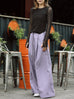 Lavender Purple Pleated Front Wide Leg Trousers