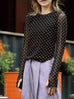 Black Mini Floral Sheer Sleeve Layering Basic Top