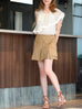 Honey Khaki Structured Cargo Pocket Pleated Short Skort