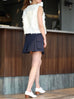 Midnight Blue Structured Cargo Pocket Pleated Short Skort
