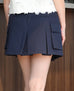 Midnight Blue Structured Cargo Pocket Pleated Short Skort