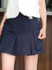 Midnight Blue Structured Cargo Pocket Pleated Short Skort