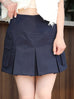 Midnight Blue Structured Cargo Pocket Pleated Short Skort