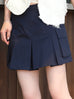 Midnight Blue Structured Cargo Pocket Pleated Short Skort