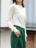 Creamy White Ruffle Trim Button Cuff Cashmere Wool Knit Jumper
