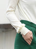 Creamy White Ruffle Trim Button Cuff Cashmere Wool Knit Jumper