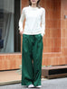Forest Green Pleated Front Wide Leg Trousers