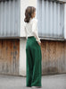 Forest Green Pleated Front Wide Leg Trousers