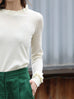 Creamy White Ruffle Trim Button Cuff Cashmere Wool Knit Jumper