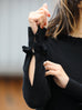 Classic Black Ruffle Trim Button Cuff Cashmere Wool Knit Jumper