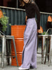 Lavender Purple Pleated Front Wide Leg Trousers