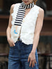 〔 T Y N V I E 〕Exclusive Stripe Illustrated Blue Heel Twilly Silk Scarf