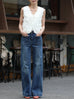 White Textured Fringe V-Neck Button Front Lined Waistcoat