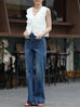 White Textured Fringe V-Neck Button Front Lined Waistcoat