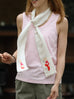 〔 T Y N V I E 〕Exclusive Polka Dot Illustrated Ballet Flat Twilly Silk Scarf