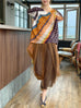 Animal Motif Print Drape Collar Silky Ruffle Blouse