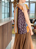 Animal Motif Print Drape Collar Silky Ruffle Blouse