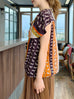 Animal Motif Print Drape Collar Silky Ruffle Blouse