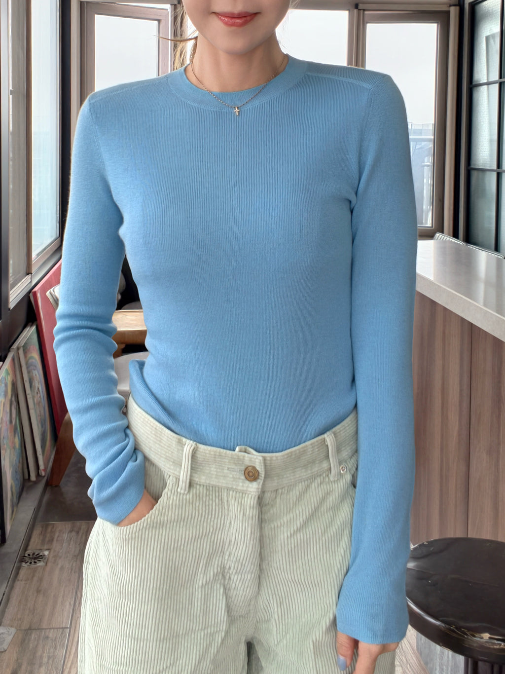 Bluebell Blue Pure Merino Wool Signature Essential Jumper