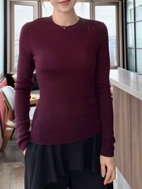 Cherry Burgundy Pure Merino Wool Signature Essential Jumper