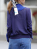 Final Sale! Blue Lightweight Chiffon-Knit Contrast Blazer Cardigan