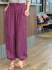 Purple Stripe Elastic Back Waist Tapered Cuff Relaxed Trousers
