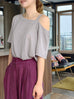 Grey Asymmetric Cold Shoulder "Love TYNVIE" Logo Tee