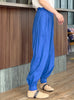 Vibrant Blue Elastic Back Waist Tapered Cuff Relaxed Trousers