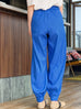 Vibrant Blue Elastic Back Waist Tapered Cuff Relaxed Trousers