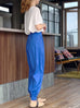 Vibrant Blue Elastic Back Waist Tapered Cuff Relaxed Trousers