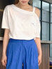 White Asymmetric Cold Shoulder "Love TYNVIE" Logo Tee