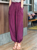 Purple Stripe Elastic Back Waist Tapered Cuff Relaxed Trousers