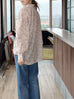Blush Pink Striped Knot Detail Balloon Sleeve Longline Blouse