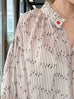 Blush Pink Striped Knot Detail Balloon Sleeve Longline Blouse