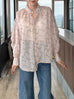 Blush Pink Striped Knot Detail Balloon Sleeve Longline Blouse