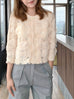 Ivory Textured Woven Pattern Mesh Square Lace Slim Fit Jacket