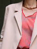 Beige Khaki Quarter Sleeve Open Front Unlined Blazer