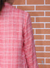 Red Checked Quarter Sleeve Open Front Unlined Blazer