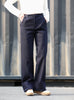 Deep Navy Folded-Hem Straight-Leg Wool Trousers