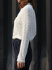 Ivory Ruffle Collared Soft Texture Angora Blend Knitted Top