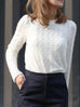 Ivory Ruffle Collared Soft Texture Angora Blend Knitted Top