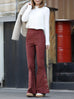New Colour! Brick Red Flare Leg Pull On Button Pants