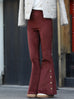 New Colour! Brick Red Flare Leg Pull On Button Pants