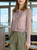 Lilac Delicate Diamond Lattice Knit Unique Button Cardigan