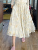 Ivory Floral Star Embroidered Mesh Elastic Waist Midi Skirt