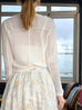 Ivory Delicate Diamond Lattice Knit Unique Button Cardigan