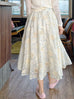 Ivory Floral Star Embroidered Mesh Elastic Waist Midi Skirt