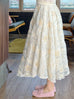 Ivory Floral Star Embroidered Mesh Elastic Waist Midi Skirt