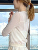 Ivory Delicate Diamond Lattice Knit Unique Button Cardigan